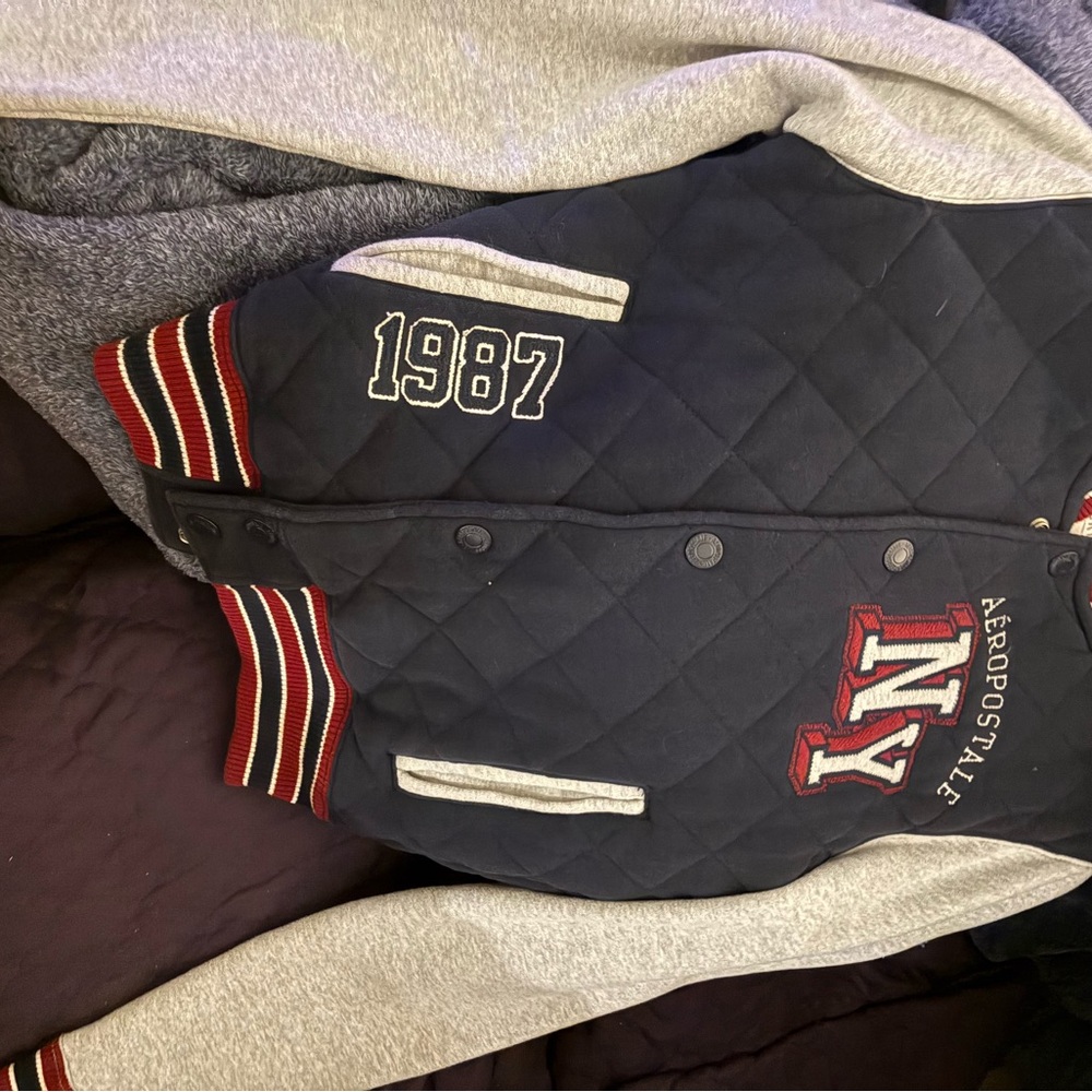 Aeropostale Quilted Jacket with Red and White Details